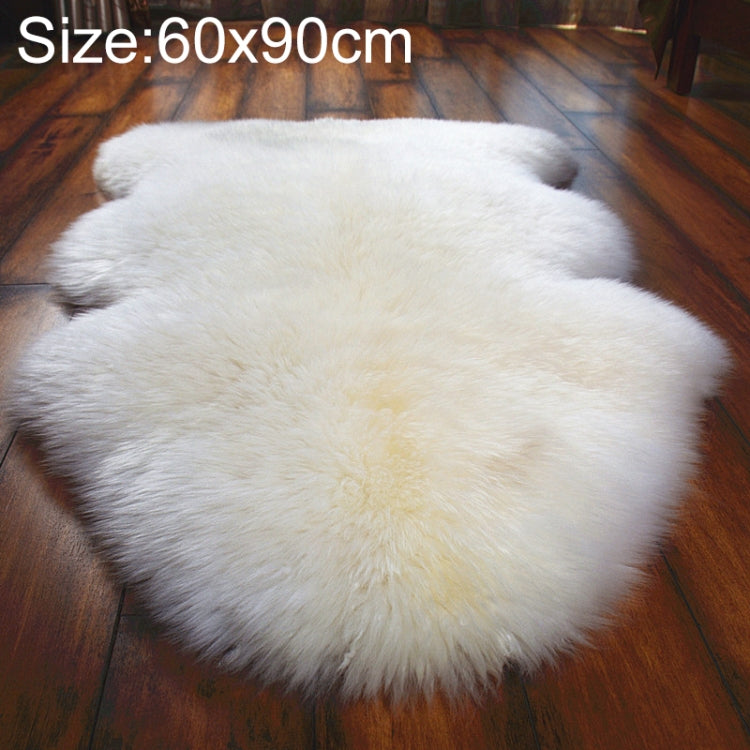 Pure Real Wool Sofa Cushion Fur Full Whole Sheepskin Carpet Window Decoration Mat, 60x90cm, 65x100cm – Leather 60x90cm White