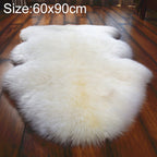 Pure Real Wool Sofa Cushion Fur Full Whole Sheepskin Carpet Window Decoration Mat, 60x90cm, 65x100cm – Leather 60x90cm White