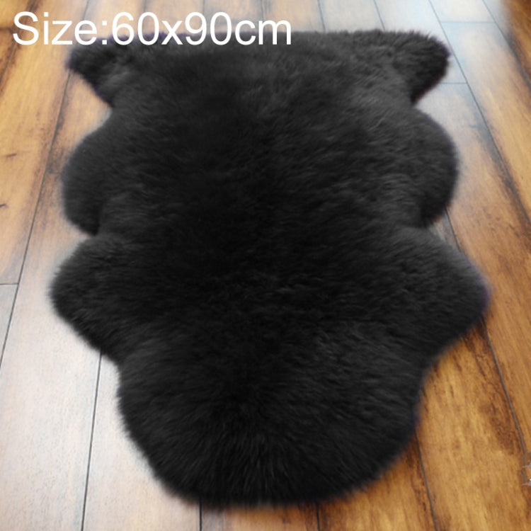 Pure Real Wool Sofa Cushion Fur Full Whole Sheepskin Carpet Window Decoration Mat, 60x90cm, 65x100cm – Leather 60x90cm Black
