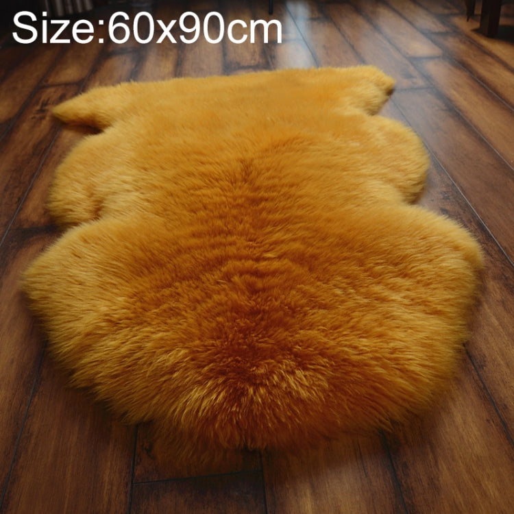 Pure Real Wool Sofa Cushion Fur Full Whole Sheepskin Carpet Window Decoration Mat, 60x90cm, 65x100cm – Leather 60x90cm Gold Camel