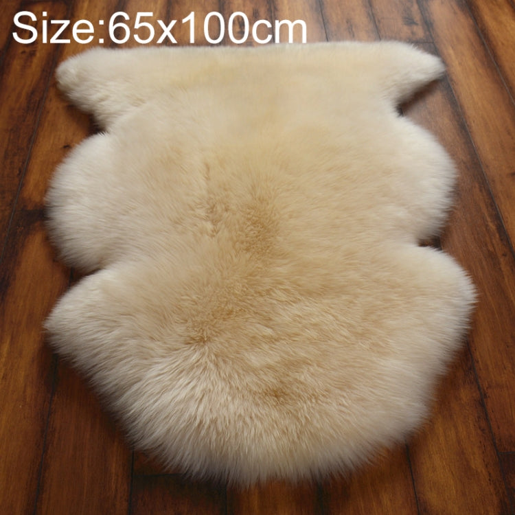 Pure Real Wool Sofa Cushion Fur Full Whole Sheepskin Carpet Window Decoration Mat, 60x90cm, 65x100cm – Leather 65x100cm Beige