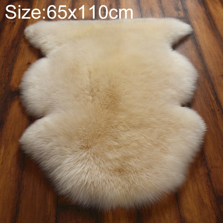 Pure Real Wool Sofa Cushion Fur Full Whole Sheepskin Carpet Window Decoration Mat, 65x110cm, 80x120cm – Leather 65x110cm Beige