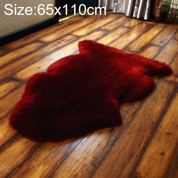 Pure Real Wool Sofa Cushion Fur Full Whole Sheepskin Carpet Window Decoration Mat, 65x110cm, 80x120cm – Leather 65x110cm Red Wine