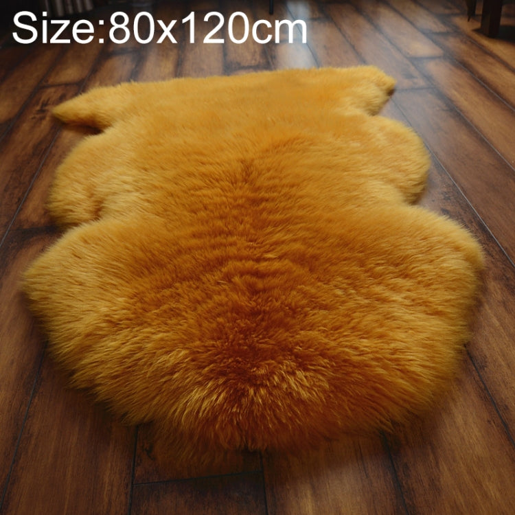 Pure Real Wool Sofa Cushion Fur Full Whole Sheepskin Carpet Window Decoration Mat, 65x110cm, 80x120cm – Leather 80x120cm Gold Camel