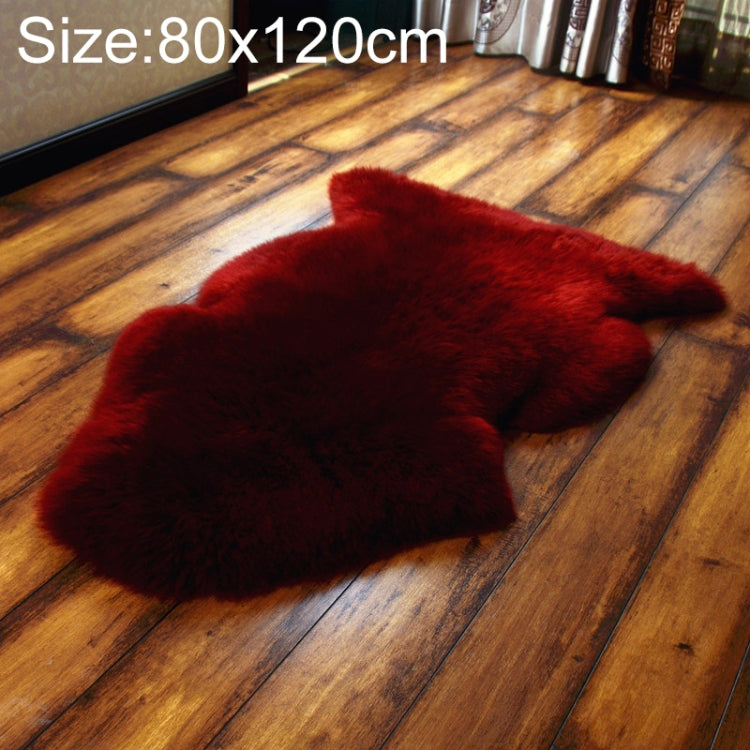 Pure Real Wool Sofa Cushion Fur Full Whole Sheepskin Carpet Window Decoration Mat, 65x110cm, 80x120cm – Leather 80x120cm Red Wine