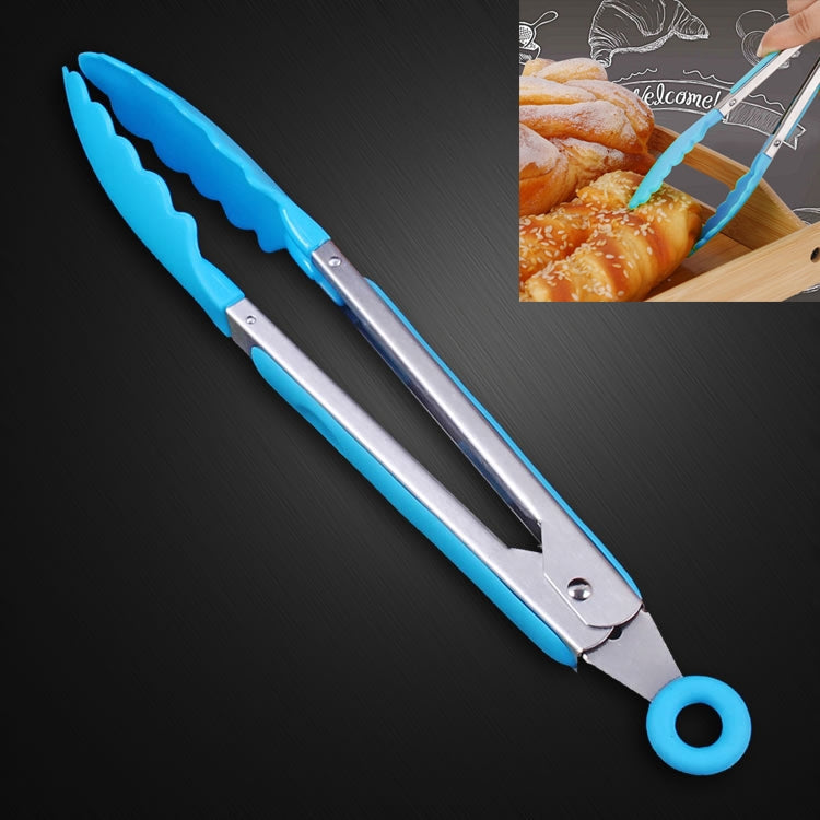 Kitchen Silicone Cooking Salad Stainless Steel Handle Food Clip, Steel Handle Food Clip(Blue) – Durable Build, Easy to Use Steel Handle Food Clip(Blue) Blue