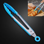 Kitchen Silicone Cooking Salad Stainless Steel Handle Food Clip, Steel Handle Food Clip(Blue) – Durable Build, Easy to Use Steel Handle Food Clip(Blue) Blue