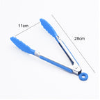 Kitchen Silicone Cooking Salad Stainless Steel Handle Food Clip, Steel Handle Food Clip(Blue) – Durable Build, Easy to Use