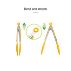 Kitchen Silicone Cooking Salad Stainless Steel Handle Food Clip, Steel Handle Food Clip(Blue) – Durable Build, Easy to Use