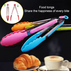Kitchen Silicone Cooking Salad Stainless Steel Handle Food Clip, Steel Handle Food Clip(Blue) – Durable Build, Easy to Use