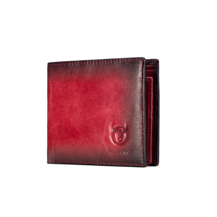 BUFF CAPTAIN 05 Men Leather Short Wallet Anti-Theft Brush Multi-Card Bit First-Layer Soft Cowhide Wallet, Red, Yellow Brown – Leather Red