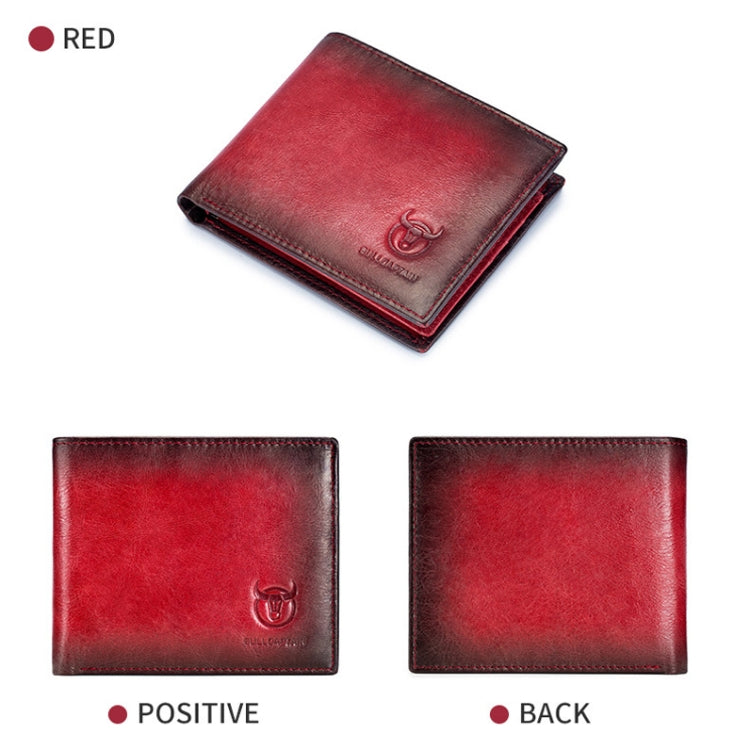 BUFF CAPTAIN 05 Men Leather Short Wallet Anti-Theft Brush Multi-Card Bit First-Layer Soft Cowhide Wallet, Red, Yellow Brown – Leather