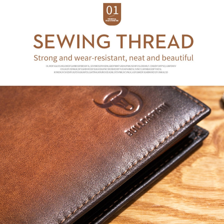 BUFF CAPTAIN 05 Men Leather Short Wallet Anti-Theft Brush Multi-Card Bit First-Layer Soft Cowhide Wallet, Red, Yellow Brown – Leather