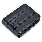 BUFF CAPTAIN 025 Leather Short Horizontal First-Layer Cowhide Wallet Multi-Function Card Tap Wallet Black
