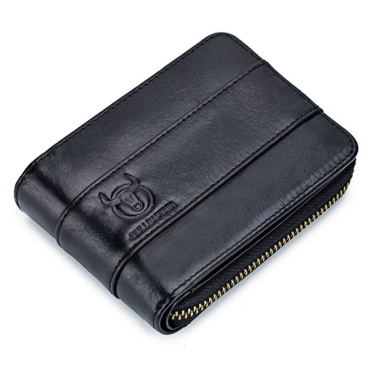 BUFF CAPTAIN 025 Leather Short Horizontal First-Layer Cowhide Wallet Multi-Function Card Tap Wallet Black