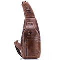 BULL CAPTAIN 019 Retro Men Leather Crossbody Shoulder Bag First-Layer Cowhide Chest Bag, Colour: Black + Buckle, Chestnut Brown, Yellow Brown, Gray Brown, Pure Black, Chestnut Brown + Buckle + Bracket, Black + Buckle + Bracket, Yellow + Buckle +... Chestnut Brown