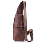 BULL CAPTAIN 019 Retro Men Leather Crossbody Shoulder Bag First-Layer Cowhide Chest Bag, Colour: Black + Buckle, Chestnut Brown, Yellow Brown, Gray Brown, Pure Black, Chestnut Brown + Buckle + Bracket, Black + Buckle + Bracket, Yellow + Buckle +...
