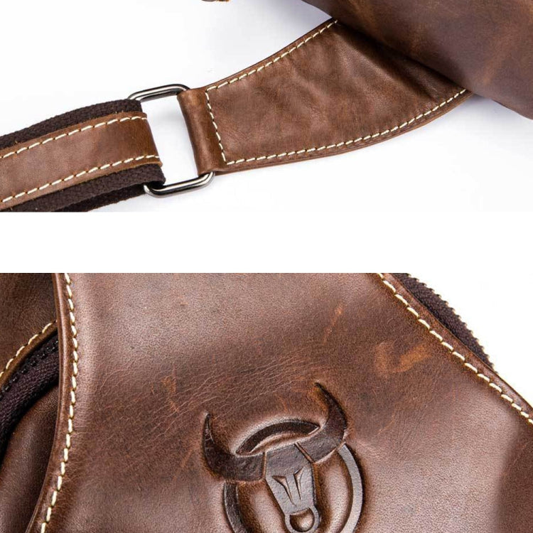 BULL CAPTAIN 019 Retro Men Leather Crossbody Shoulder Bag First-Layer Cowhide Chest Bag, Colour: Black + Buckle, Chestnut Brown, Yellow Brown, Gray Brown, Pure Black, Chestnut Brown + Buckle + Bracket, Black + Buckle + Bracket, Yellow + Buckle +...