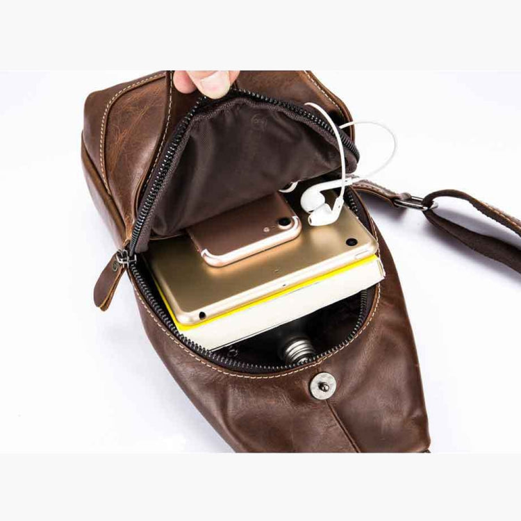BULL CAPTAIN 019 Retro Men Leather Crossbody Shoulder Bag First-Layer Cowhide Chest Bag, Colour: Black + Buckle, Chestnut Brown, Yellow Brown, Gray Brown, Pure Black, Chestnut Brown + Buckle + Bracket, Black + Buckle + Bracket, Yellow + Buckle +...