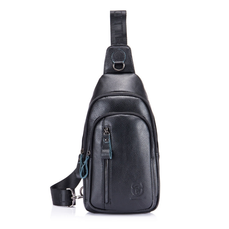 BUFF CAPTAIN 100 Men Leather Crossbody Shoulder Bag First-Layer Cowhide Multi-Function Sports Casual Chest Bag, Black, Brown, Yellow Brown Black
