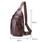BUFF CAPTAIN 100 Men Leather Crossbody Shoulder Bag First-Layer Cowhide Multi-Function Sports Casual Chest Bag, Black, Brown, Yellow Brown