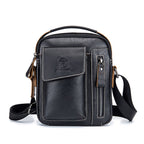 BUFF CAPTAIN 037 First-Layer Cowhide Messenger Bag Male Sports Soft Leather Shoulder Bag Black