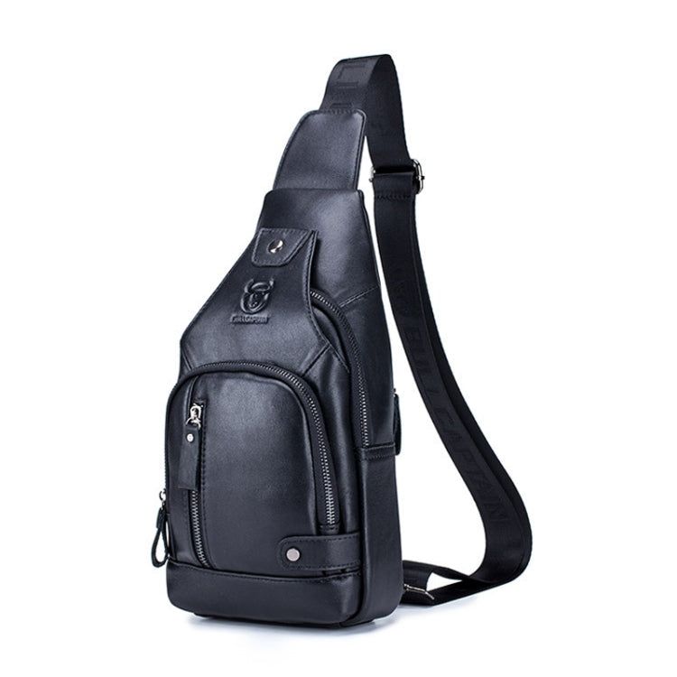 BUFF CAPTAIN 129 First-Layer Cowhide Men Soft Chest Bag Outdoor Casual Large Capacity Messenger Bag Black