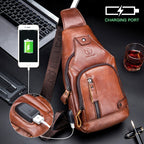 BUFF CAPTAIN 129 First-Layer Cowhide Men Soft Chest Bag Outdoor Casual Large Capacity Messenger Bag