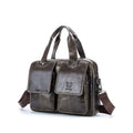 BUFF CAPTAIN 042 Men Leather Multi-Function Shoulder Messenger Bag First-Layer Cowhide Portable Briefcase Iron Cyan