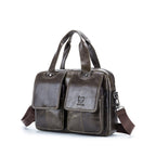 BUFF CAPTAIN 042 Men Leather Multi-Function Shoulder Messenger Bag First-Layer Cowhide Portable Briefcase Iron Cyan