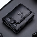 BUFF CAPTAIN 037 First-Layer Cowhide Men Leather Wallet Multi-Function Driver License Coin Purse Black