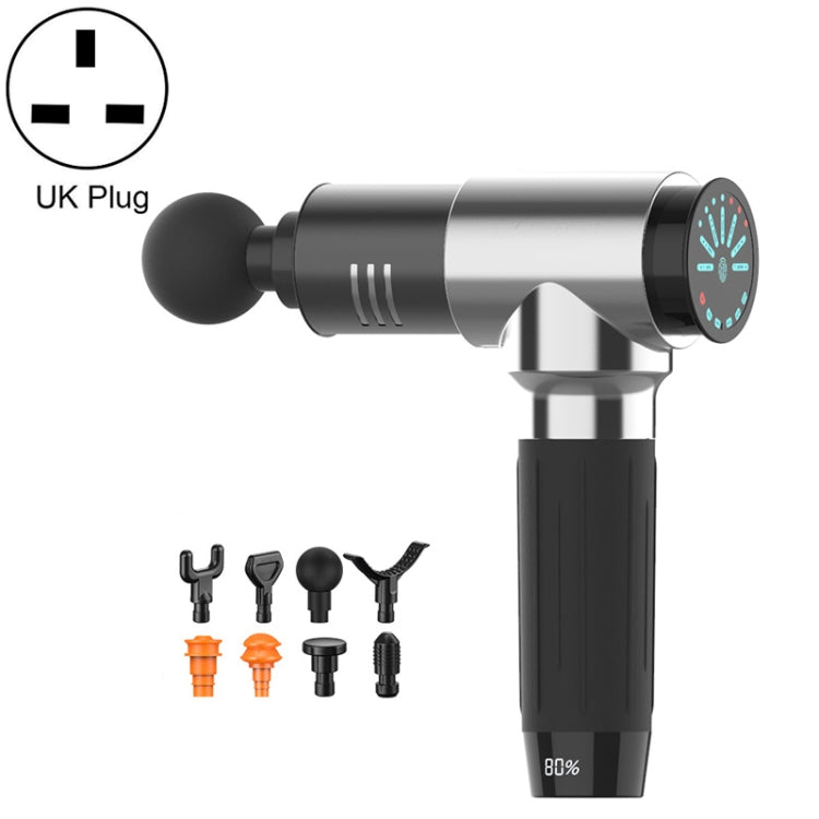 Y10 Fitness Massage Fascia Muscle Vibration Massager, 30 Gears Black, 30 Gears Silver, 30 Gears Carbon Fiber, 30 Gears Bright Gray, 7 Gears Black, 7 Gear Silver – TPU 7 Gear Silver UK Plug