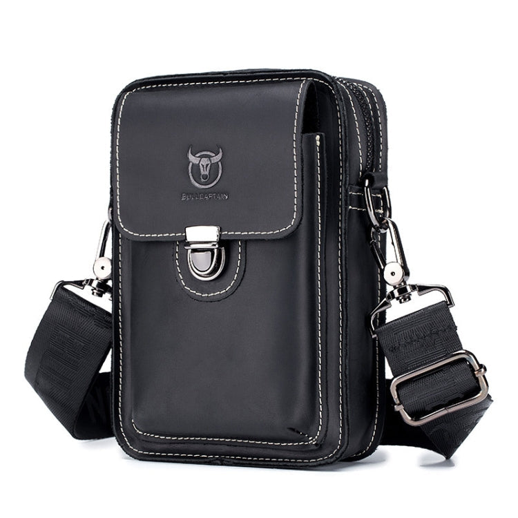 BUFF CAPTAIN 075 Men Belt Mobile Phone Waist Bag First-Layer Cowhide Multi-Function Diagonal Bag Black