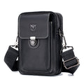 BUFF CAPTAIN 075 Men Belt Mobile Phone Waist Bag First-Layer Cowhide Multi-Function Diagonal Bag Black