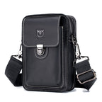 BUFF CAPTAIN 075 Men Belt Mobile Phone Waist Bag First-Layer Cowhide Multi-Function Diagonal Bag Black