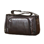 BUFF CAPTAIN HKDJB--001 First-Layer Cowhide Shoulder Messenger Bag Sports Men Leather Bag, Dark Brown, Yellow, Black Dark Brown