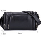 BUFF CAPTAIN HKDJB--001 First-Layer Cowhide Shoulder Messenger Bag Sports Men Leather Bag, Dark Brown, Yellow, Black