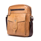 BUFF CAPTAIN 053 Men Leather Shoulder Messenger Bag First-Layer Cowhide Large Capacity Briefcase, Specification：, Large (Yellow Brown), Small (Yellow Brown), Large (Black), Small (Black), Large (Dark Brown), Small (Dark Brown) Large (Yellow Brown)