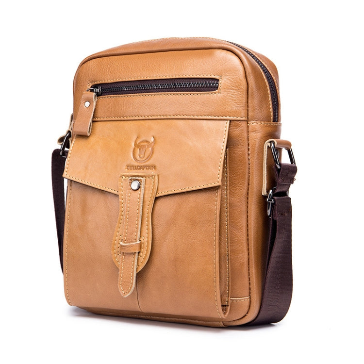 BUFF CAPTAIN 053 Men Leather Shoulder Messenger Bag First-Layer Cowhide Large Capacity Briefcase, Specification：, Large (Yellow Brown), Small (Yellow Brown), Large (Black), Small (Black), Large (Dark Brown), Small (Dark Brown) Large (Yellow Brown)
