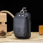 BULL CAPTAIN 028 Multi-Function Cattle Leather Waist Bag Magnetic Buckle Mobile Phone Belt Bag, Black, Coffee, Coffee No Logo, Yellow Brown Black
