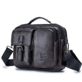 BULL CAPTAIN 036 Men Leather Shoulder Bag Retro First-Layer Cowhide Messenger Bag, Black, Iron Blue, Beige, Brown, Yellow Brown Black
