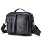 BULL CAPTAIN 036 Men Leather Shoulder Bag Retro First-Layer Cowhide Messenger Bag, Black, Iron Blue, Beige, Brown, Yellow Brown Black