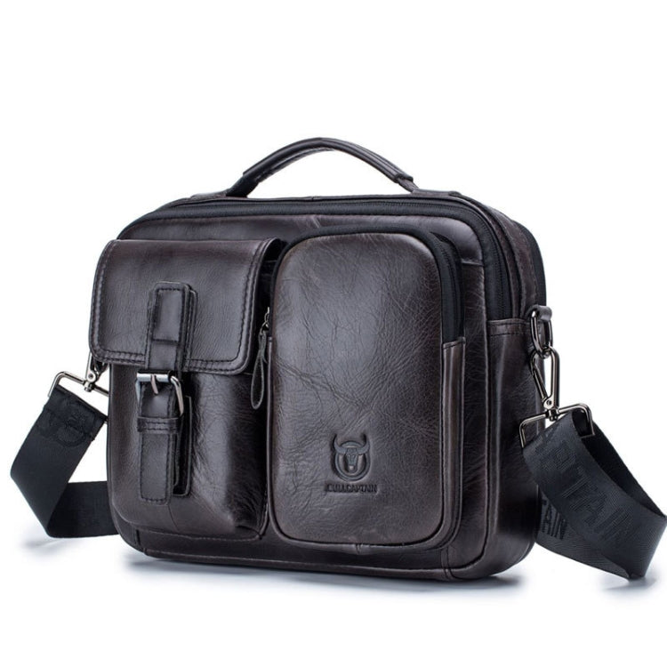 BULL CAPTAIN 036 Men Leather Shoulder Bag Retro First-Layer Cowhide Messenger Bag, Black, Iron Blue, Beige, Brown, Yellow Brown Black