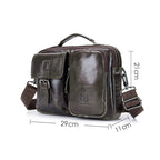 BULL CAPTAIN 036 Men Leather Shoulder Bag Retro First-Layer Cowhide Messenger Bag, Black, Iron Blue, Beige, Brown, Yellow Brown