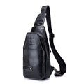 BUFF CAPTAIN 087 Men Leather Shoulder Bag First-Layer Cowhide Sports Chest Bag – Waterproof, Wear-resistant, Leather Black