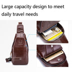 BUFF CAPTAIN 087 Men Leather Shoulder Bag First-Layer Cowhide Sports Chest Bag – Waterproof, Wear-resistant, Leather
