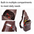 BUFF CAPTAIN 087 Men Leather Shoulder Bag First-Layer Cowhide Sports Chest Bag – Waterproof, Wear-resistant, Leather