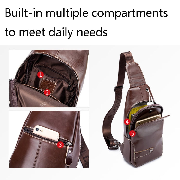 BUFF CAPTAIN 087 Men Leather Shoulder Bag First-Layer Cowhide Sports Chest Bag – Waterproof, Wear-resistant, Leather
