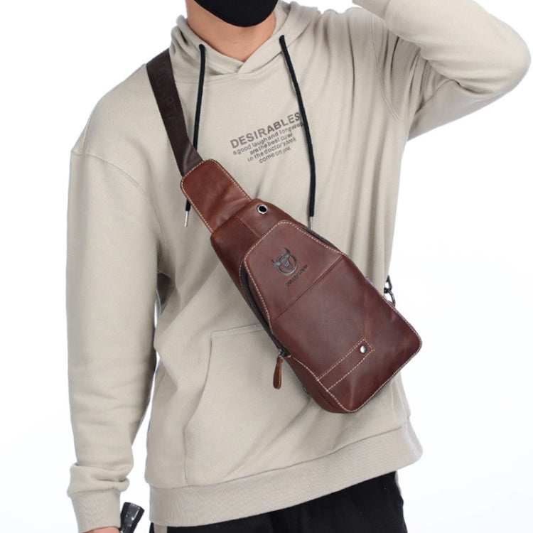 BUFF CAPTAIN 087 Men Leather Shoulder Bag First-Layer Cowhide Sports Chest Bag – Waterproof, Wear-resistant, Leather