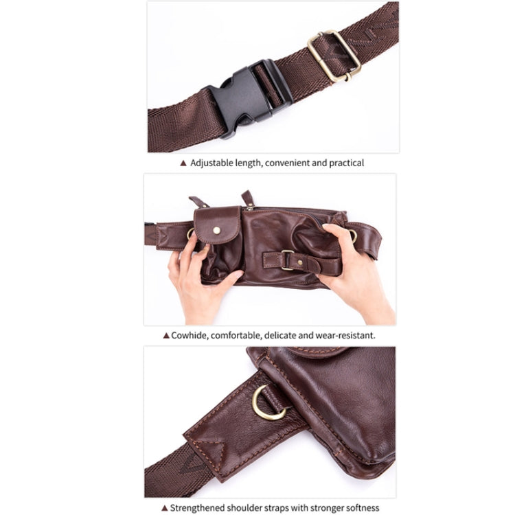 BULL CAPTAIN 020 Men Small Mobile Phone Waist Bag Crossbody Multi-Function Chest Bag, Black, Brown – Wear-resistant